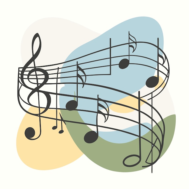 a colorful illustration of music notes with a colorful background