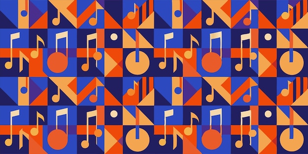 a colorful illustration of music notes and the word music