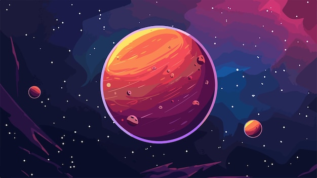 Vector a colorful illustration of a planet with the stars on it