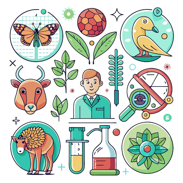 Vector colorful illustration of scientific research