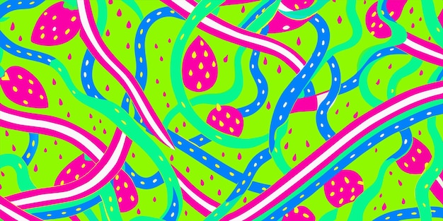 a colorful illustration of a snake with a green background