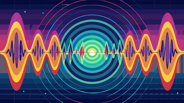 Vector a colorful illustration of a spiral with a yellow center and a green circle in the center