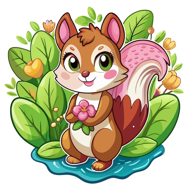 Colorful illustration of Sweet Squirrel with pads