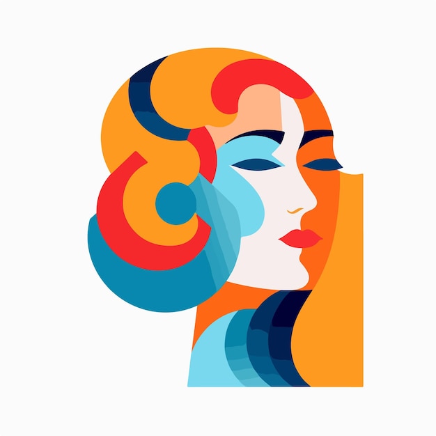 A colorful illustration of a woman's face