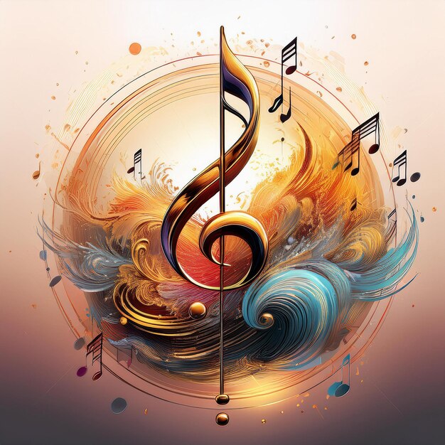 Vector a colorful image of a music notes with a colorful background