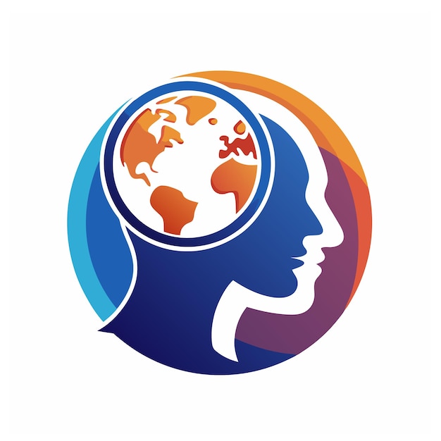 a colorful image of a womans head with the earth in the middle