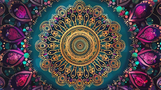 Vector colorful indian mandala background with ethnic style