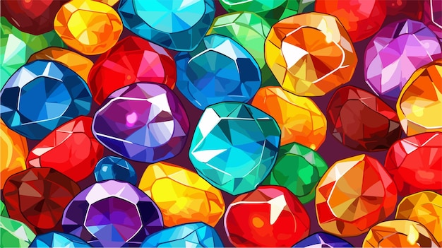 Vector colorful infinity stones gems pattern on bright background