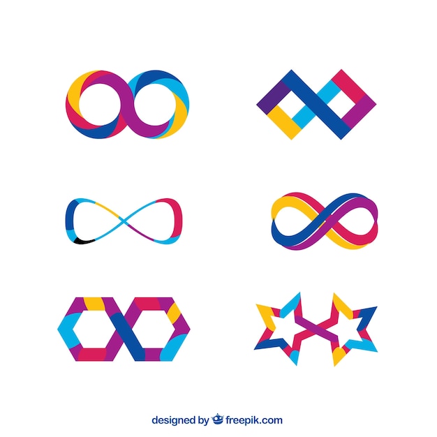 Vector colorful infinity symbol collection