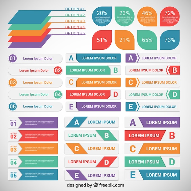 Colorful infographic labels