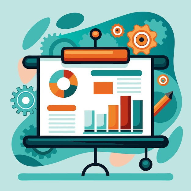 Vector a colorful infographic presentation with charts and gears