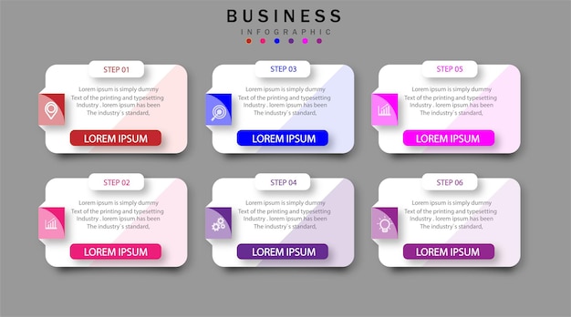 Colorful infographic with 6 options