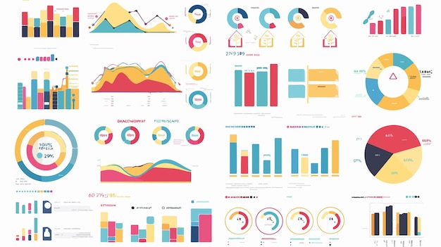 Colorful Infographs on White Background Vector Illustration