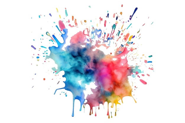 Colorful Ink Splash and Paint Splatter powder festival explosion burst isolated white background