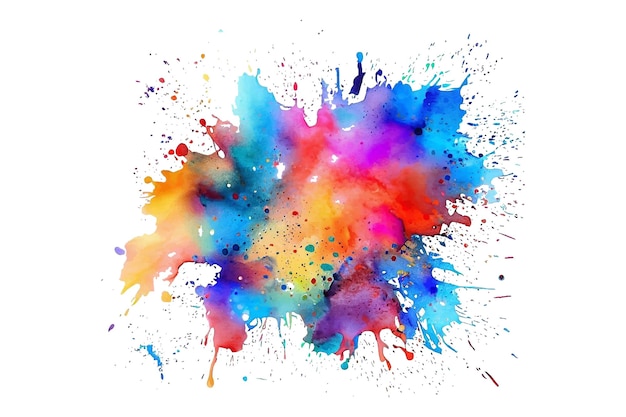 Colorful Ink Splash and Paint Splatter powder festival explosion burst isolated white background