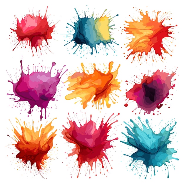 Colorful ink spots set vector illustration