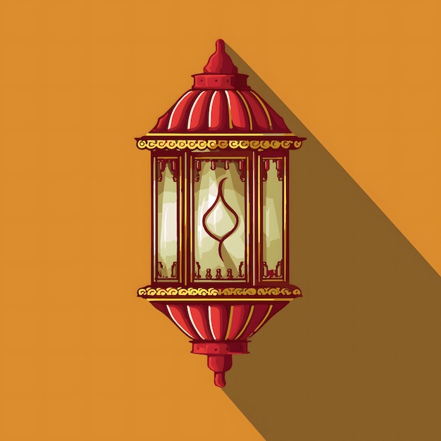 Colorful Islamic traditional lantern on solid background