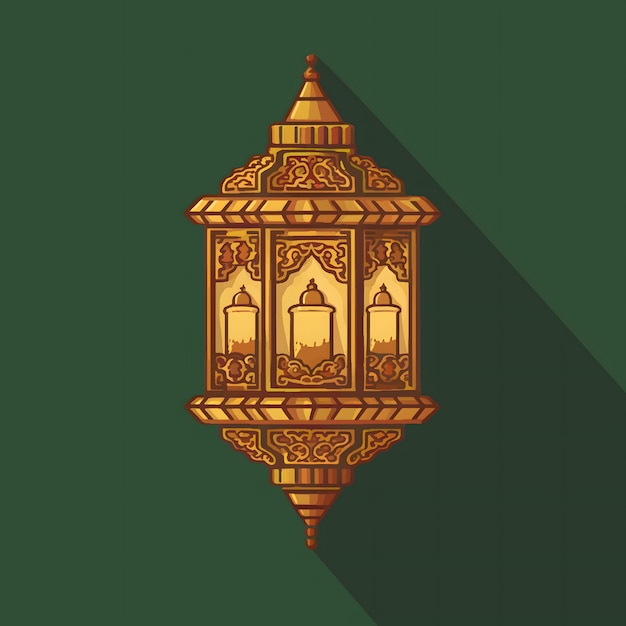 Colorful Islamic traditional lantern on solid background