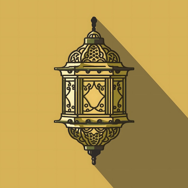 Colorful Islamic traditional lantern on solid background