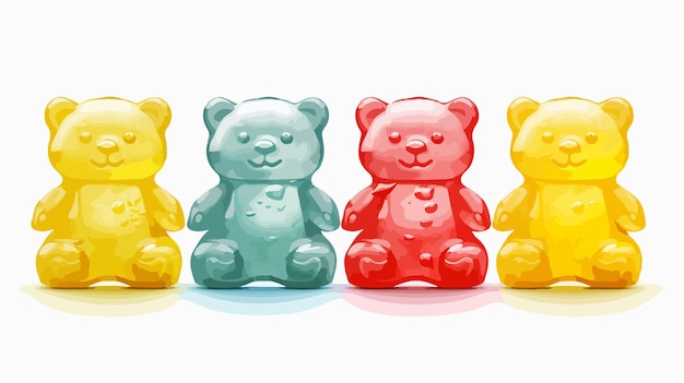 Vector colorful jelly bears fruit gummy character illustration