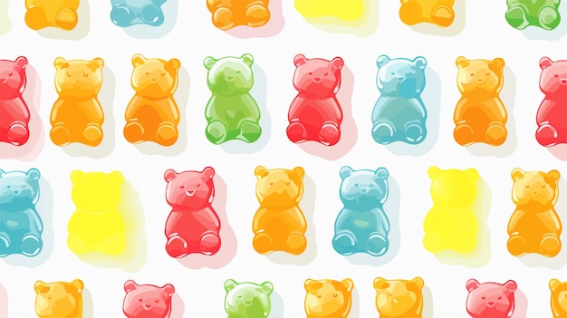 Vector colorful jelly bears fruit gummy pattern for sweet treats and snacks