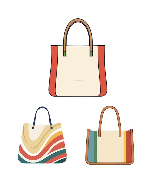 Colorful jute bag vector illustration