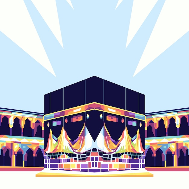 Colorful kaaba illustrations