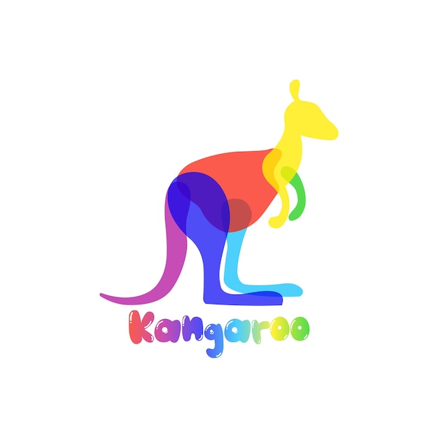 Vector colorful kangaroo mascot logo design