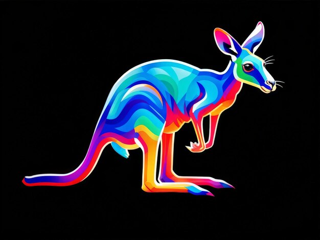 Vector colorful kangaroo with bright color background