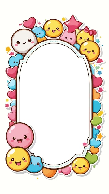 A colorful kawaii and cute party celebration banner frame border illustration vector