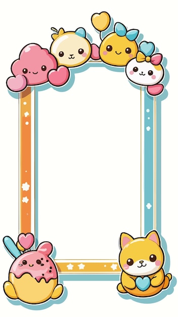 A colorful kawaii and cute party celebration banner frame border illustration vector