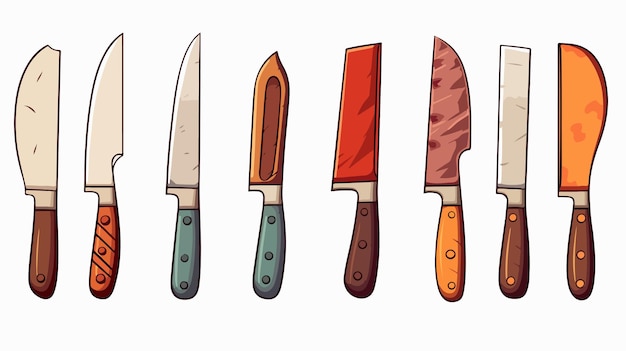 Colorful Kitchen Knife Cartoon Vector Illustration