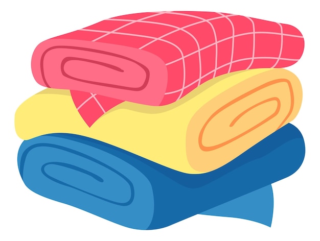 Colorful kitchen towels stack Cartoon textile pile