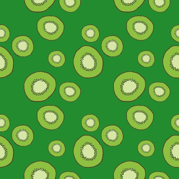 Colorful kiwi fruit bladder interrupts seamless pattern