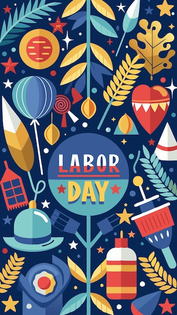 Vector colorful labor day celebration background with abstract elements