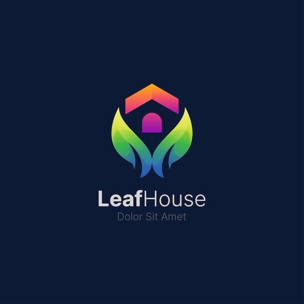 Colorful leaf house with smooth gradient logo