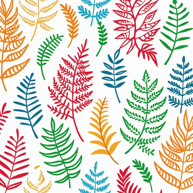 Colorful leaf pattern on white background