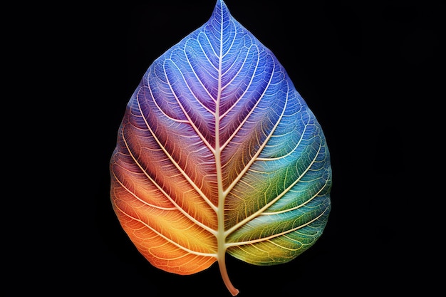 Vector a colorful leaf with a rainbow pattern on it