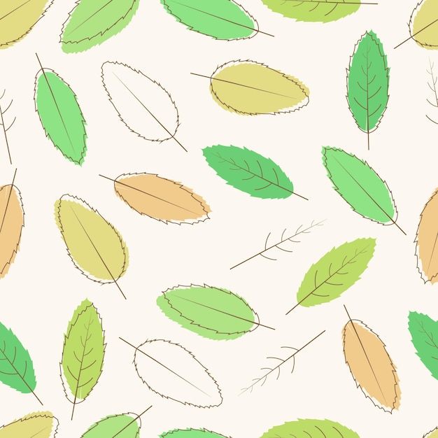 Colorful leaves seamless pattern hand drawn illustration for the summer or autumn season