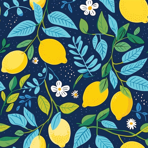 Vector colorful lemons pattern seamless