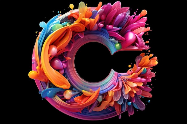 a colorful letter c is painted with colorful and colored circles