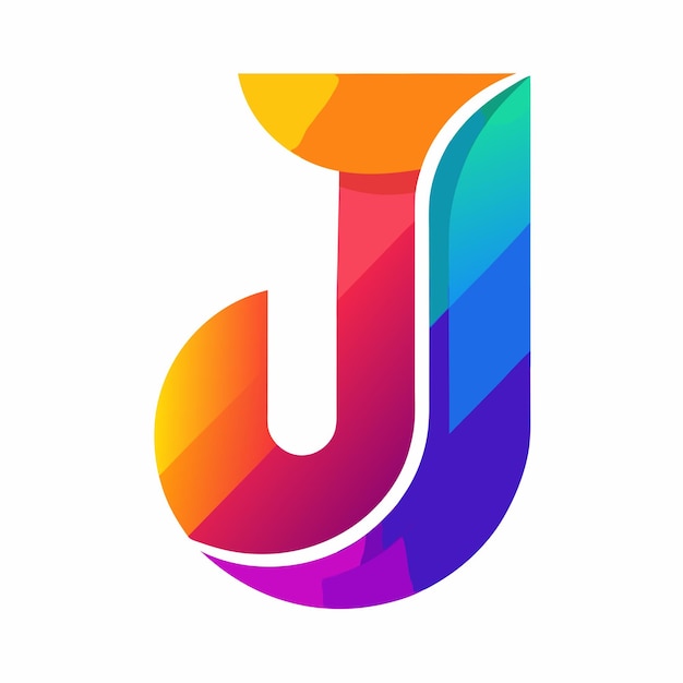 Vector a colorful letter j is drawn in a rainbow colored circle