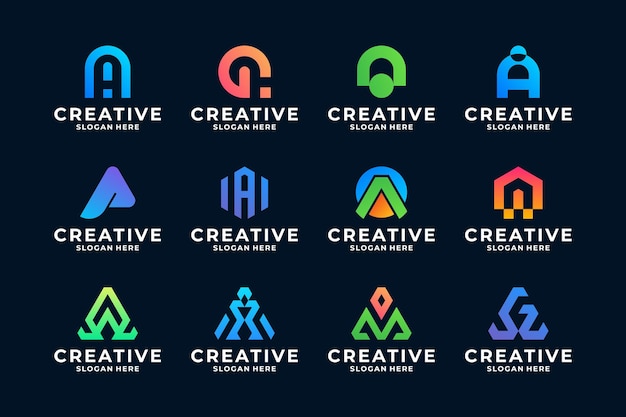 Vector colorful letter a logo with triangle concept