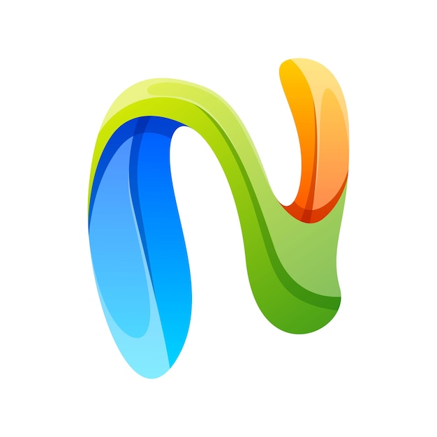 Colorful letter N gradient logo design