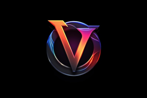 a colorful letter v that is on a black background