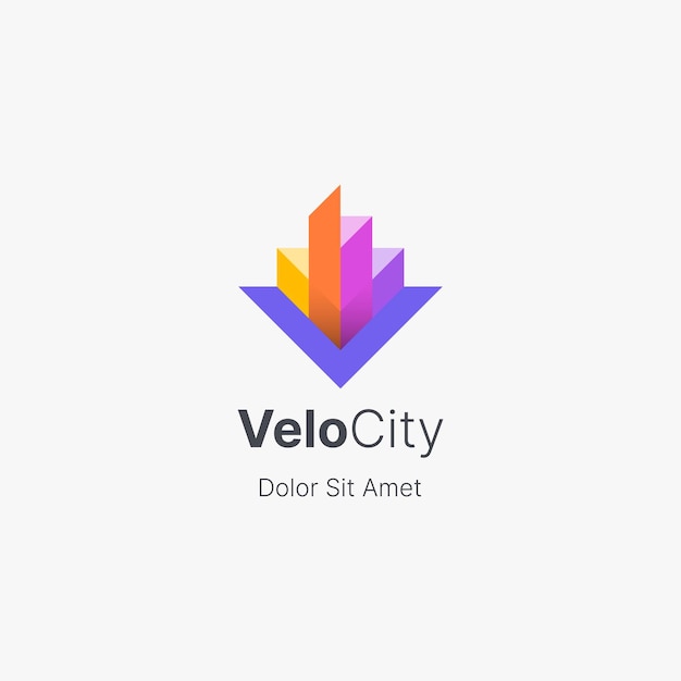 Colorful letter v with build city logo