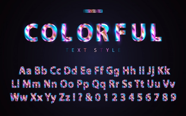 Colorful light style alphabet