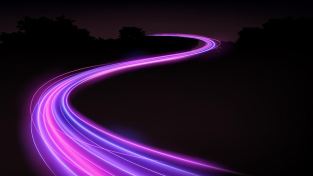 Vector colorful light trails long time exposure motion blur effect vector illustration