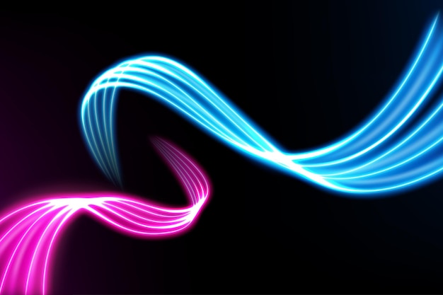 Colorful light trails, long time exposure motion blur effect. Vector Illustration