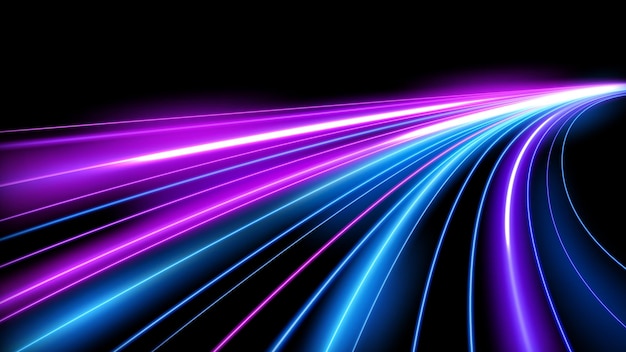 Vector colorful light trails long time exposure motion blur effect vector illustration